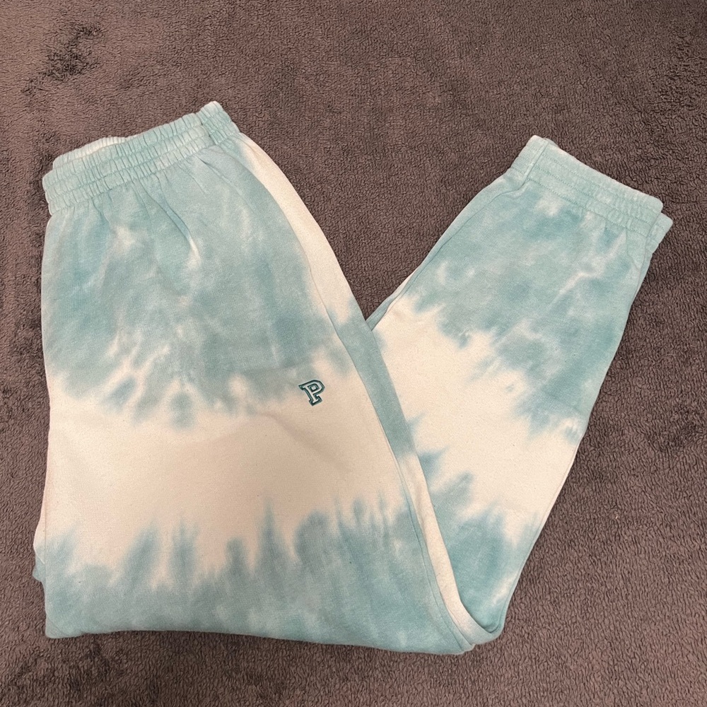 PINK Victoria's Secret Blue and White Tie-Dye Joggers and Sweater with hoodie